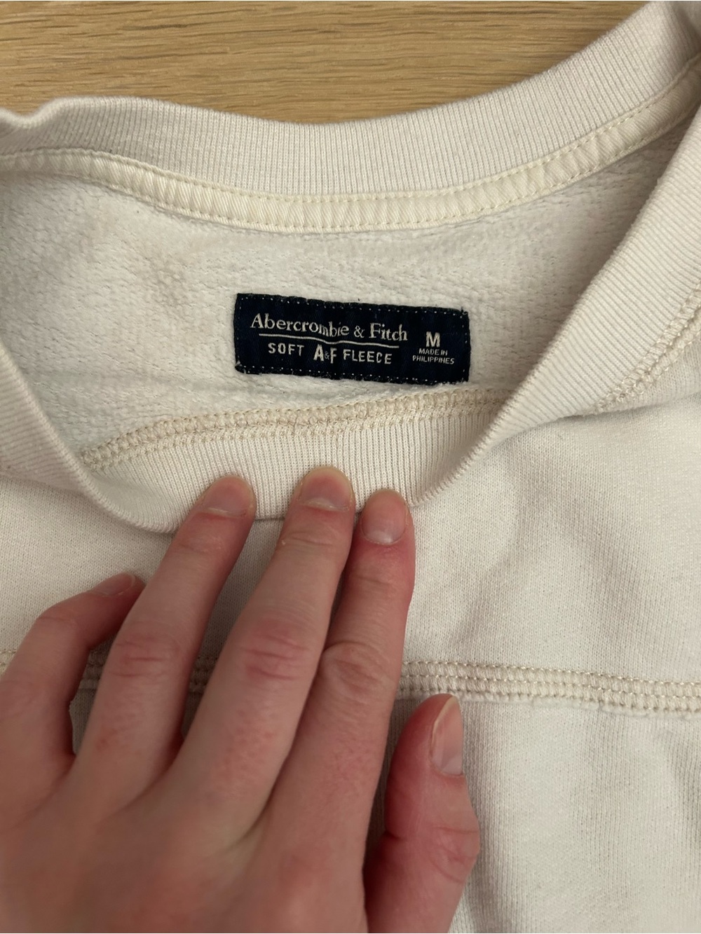 Abercrombie & Fitch Crewneck Button-Side Sweatshirt - Cream - Picture 3 of 5